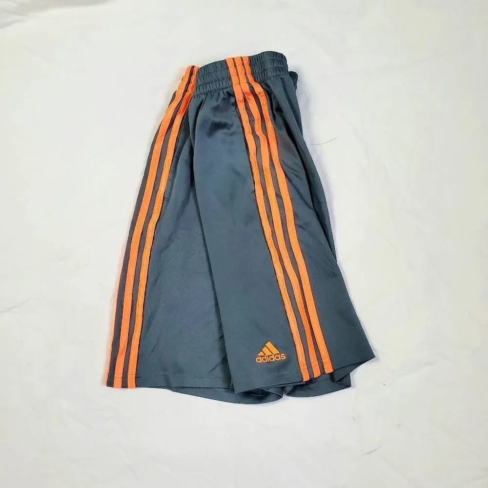 Adidas Boys Classic 3 Stripe Athletic Shorts Size XL (16/18) Gray/Orange